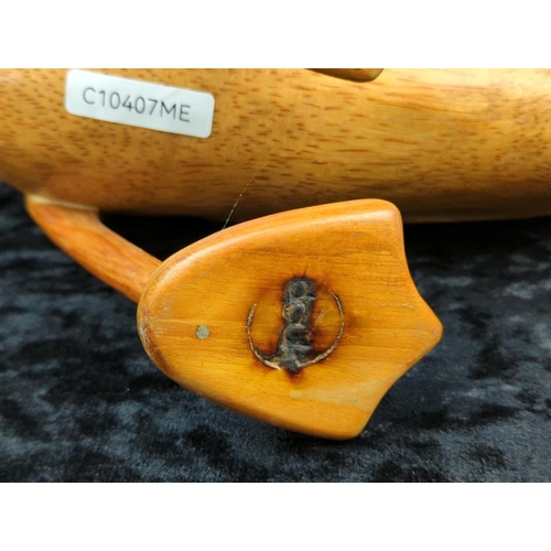 106 - Hand-carved Indian Runner Duck ornament, made from bamboo root, by DCUK with stamp to base of one fo... 