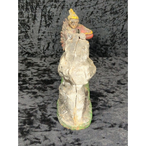 107 - Mid-century cast iron mechanical money box - known as Indian and Bear, or Indian Shooting Bear - a r... 