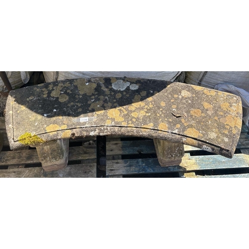 1078 - Reconstituted stone curved garden bench - approx W128cm.