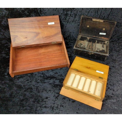 109 - Three very different types of collectible boxes - vintage writing slope (approx W33 x D25cm), antiqu... 