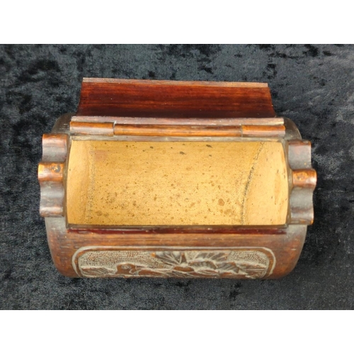 111 - Beautiful antique early 20th Century Chinese hand-carved bamboo scholar's box, or jewellery casket. ... 