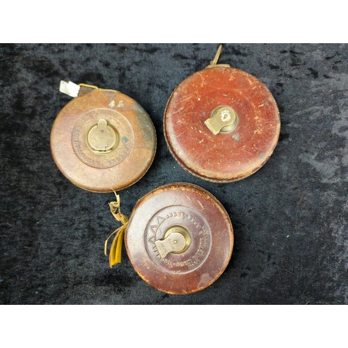 113 - Two vintage wooden boxes filled with old tape measures and original office stationery essentials!