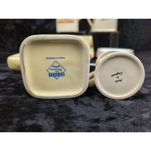 126 - Four vintage Bell's scotch whisky jugs, and two Bell's ashtrays.