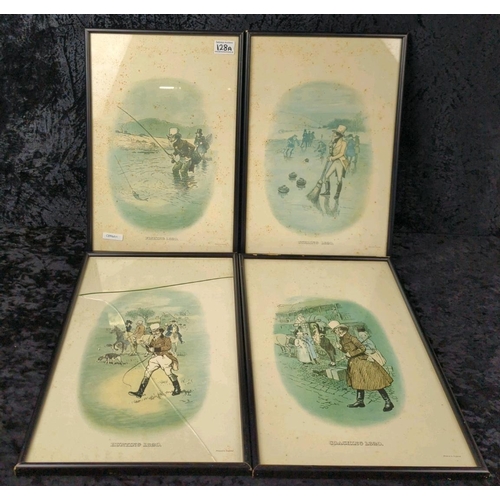 128a - Collection of vintage framed Johnnie Walker prints. All frames measure approx H45 x W30cm (one needs... 