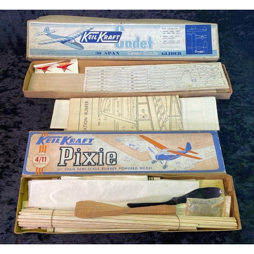 130 - Four boxed balsa wood Keilkraft model aircraft, unmade.
