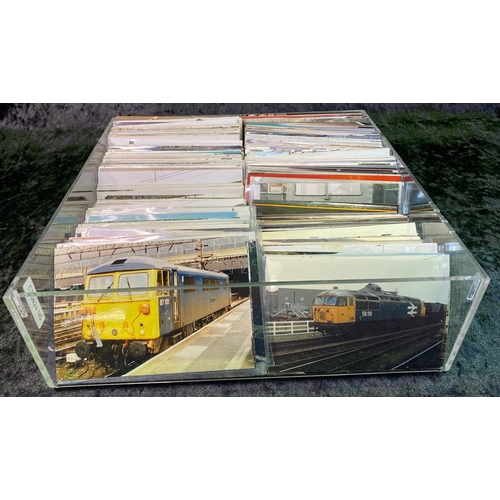 141 - Hundreds of railway and engine photographs taken from all around the country with details of engines... 