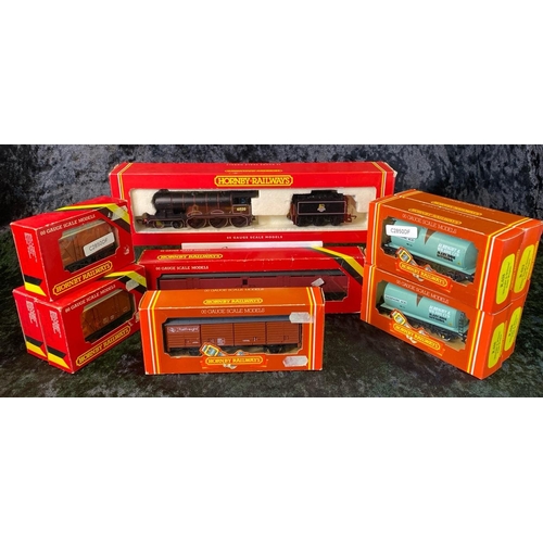 150 - Eight Hornby 00 gauge boxed goods wagons, one goods carriage and a '61520' B Class locomotive, boxed... 