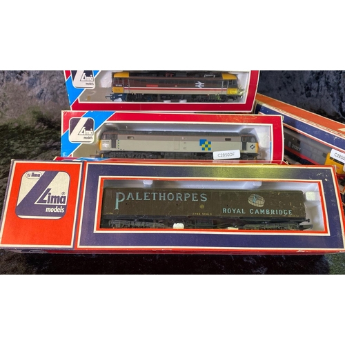 157 - Lima 00 gauge models, boxed, two goods carriages and five diesel engines including 31327, 87005, 130... 