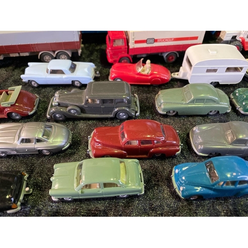 163 - Wiking scale models - 13 commercial vehicles, 20 cars and one caravan.