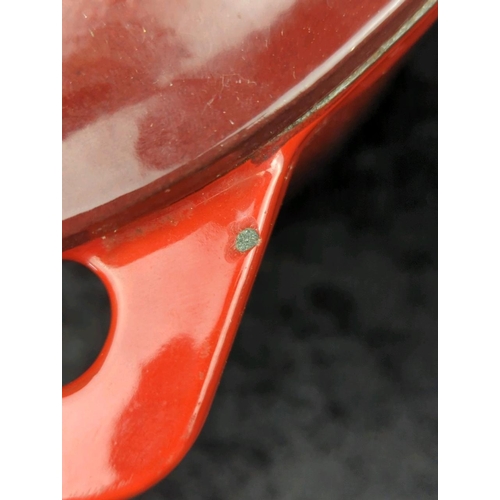 61 - Large red cast iron baking dish and VonShef red cast iron lidded casserole dish.