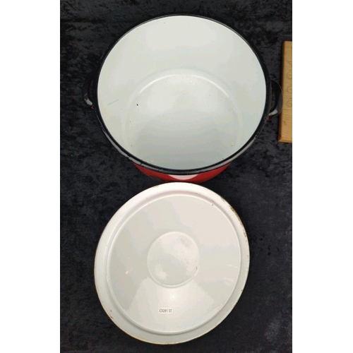 62 - Extra large vintage red enamel bread bin, along with three vintage flour sifters and a handmade brea... 