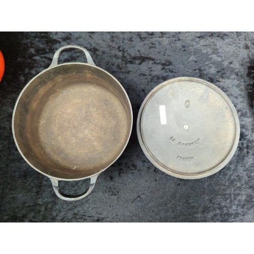 63 - Collection of vintage 1970s Le Creuset dishes, pans, saucepans including Volcanic and Black. All wit... 