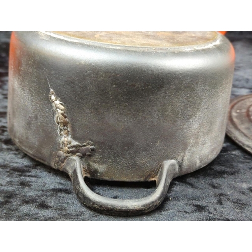 63 - Collection of vintage 1970s Le Creuset dishes, pans, saucepans including Volcanic and Black. All wit... 