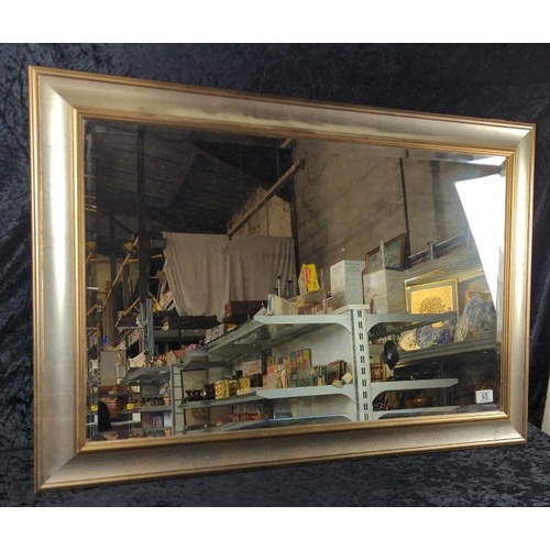 65 - Large modern painted wood frame bevel edge mirror - can be hung vertical or horizontal. Frame measur... 