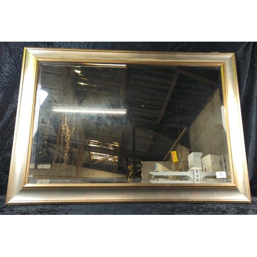 65 - Large modern painted wood frame bevel edge mirror - can be hung vertical or horizontal. Frame measur... 