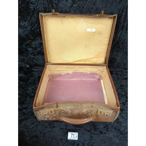 71 - Two vintage brown leather suitcases - largest by Revelation with remains of address labels to top, a... 