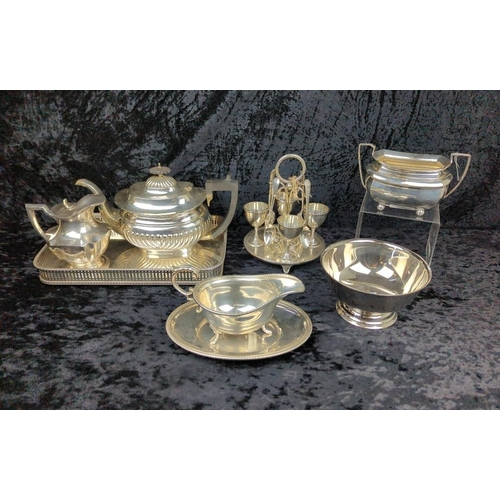 95 - Several fine-looking pieces of silver plate tableware, including an egg cups and spoons set, and a M... 
