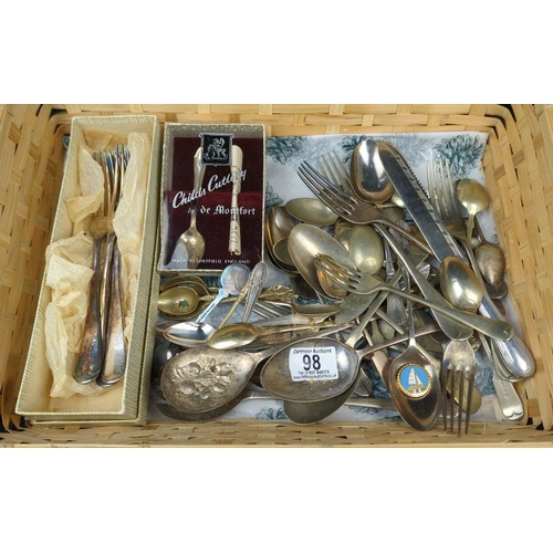 98 - Selection of vintage cutlery including two boxed sets.