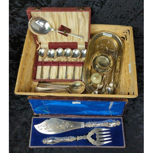 99 - Assortment of vintage silver plate and stainless steel cutlery.