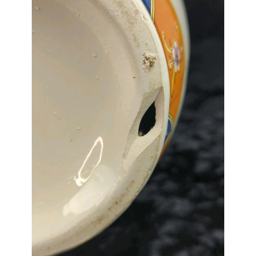 11 - Large decorative Japanese Satsuma-style ceramic vase. Hole/crack to base. Approx H46cm.