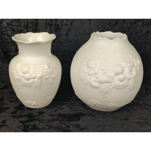 13 - Two Kaiser bisque porcelain embossed pattern vases (tallest approx H12c) and a pair of vintage Japan... 
