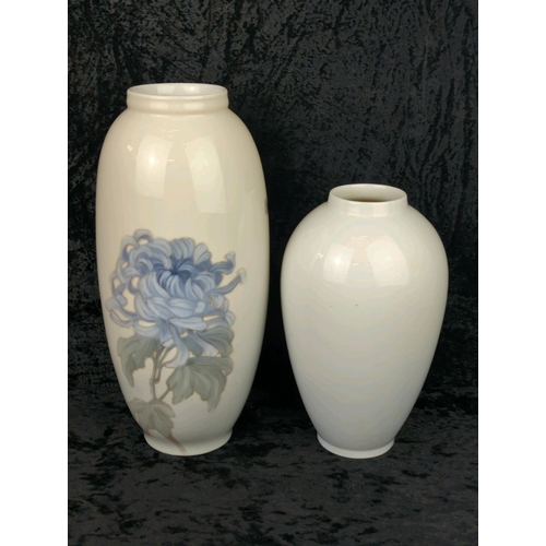 18 - Two beautiful early 20th Century Royal Copenhagen vases featuring Chrysanthemum and Tulip. Tallest a... 