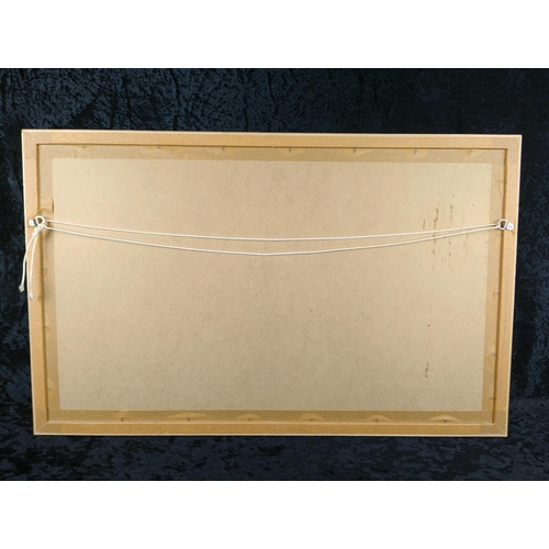 19 - Framed and signed abstract print by Toby Twemarch, dated 1977. Approx H46 x 73cm.