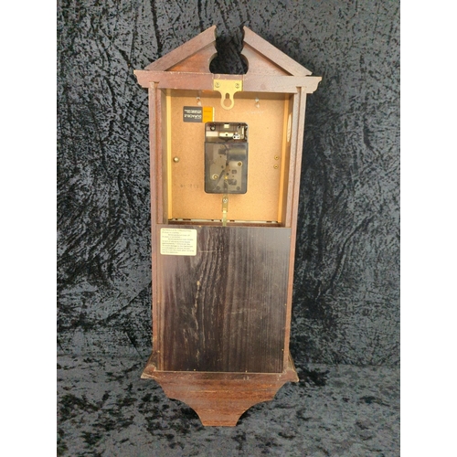 2 - Reproduction style wall clock with pendulum - battery-operated. Approx H60 x 24cm.