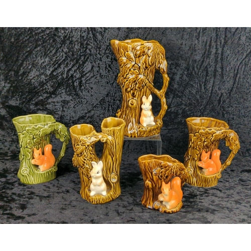 22 - Five vintage c1950s SylvaC woodland jugs and vase with cute squirrel and rabbit figurines. Tallest a... 