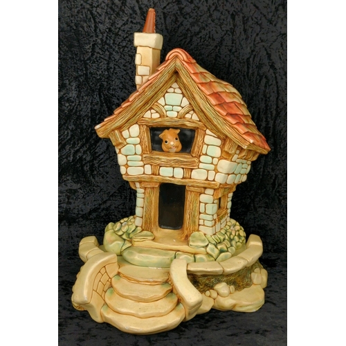 23 - Large two-piece, hand-painted vintage PenDelfin ‘The Large House’ ceramic ornament. Approx H54cm.