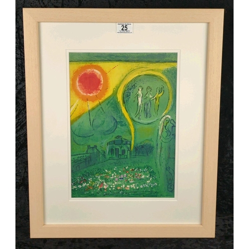 25 - Framed limited edition lithograph print by Marc Chagall, titled 'Carrousel du Louvre,' published by ... 