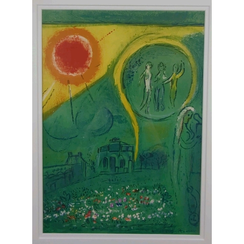 25 - Framed limited edition lithograph print by Marc Chagall, titled 'Carrousel du Louvre,' published by ... 