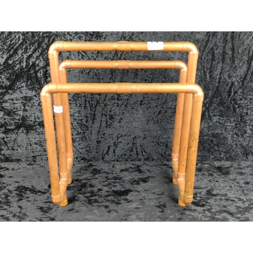 29 - Steampunk style magazine rack made from copper pipes. Approx H30 x W25cm.