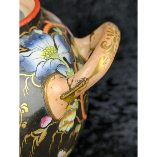 37 - Beautiful antique Chinese two-handled ceramic jar with two separate lids, one solid and one pierced,... 