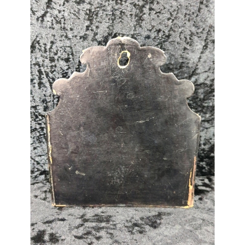 37A - Antique black lacquered wooden Japanese-inspired wall hanging letter rack with hand-painting figures... 