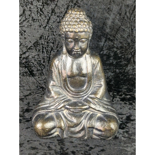 38 - Large black plaster Buddha ornament. Approx H30cm.