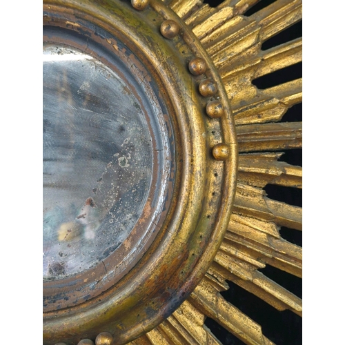 4 - Amazing antique ornate wooden sunburst mirror (missing some wooden beads). Approx D80cm.