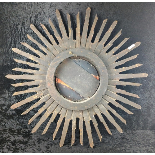 4 - Amazing antique ornate wooden sunburst mirror (missing some wooden beads). Approx D80cm.
