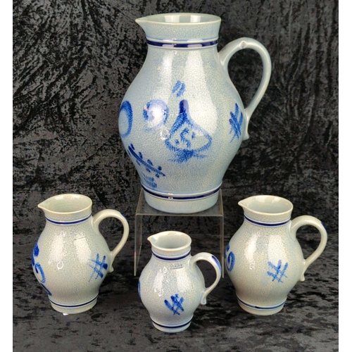 42 - Set of vintage Marzi & Remy German salt-glazed stoneware jugs. Tallest approx H26cm.
