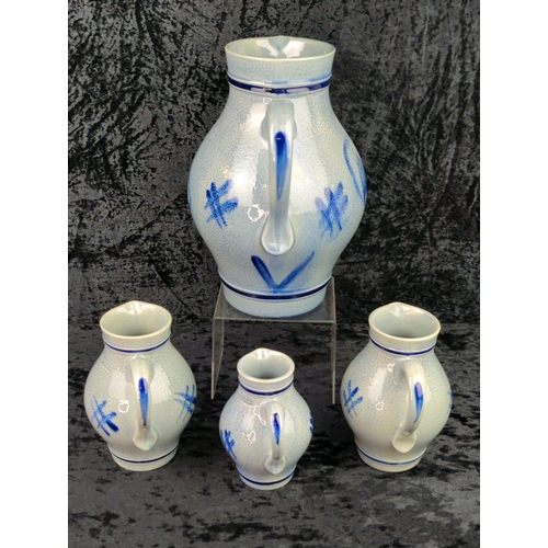 42 - Set of vintage Marzi & Remy German salt-glazed stoneware jugs. Tallest approx H26cm.