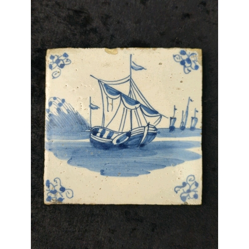 43 - Unusual vintage blue and white earthenware ‘tulipière’ with multiple spouts for single stem flowers ... 