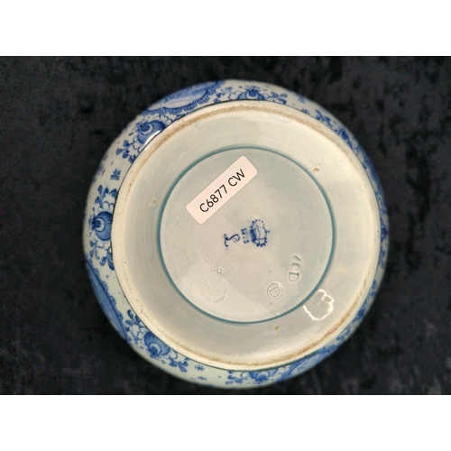 46 - Three pieces of antique blue and white German ceramics - a Franz Anton Mehlem (Royal Bonn) bowl, and... 