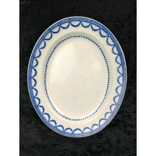 52 - Antique English flow blue transferware plate warmer (crack/repair to rim) and a small serving platte... 