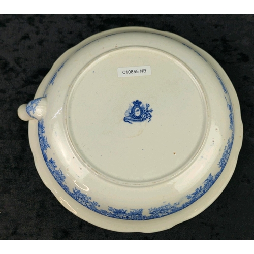 52 - Antique English flow blue transferware plate warmer (crack/repair to rim) and a small serving platte... 