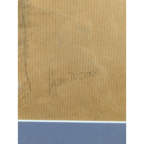 56 - Framed and glazed sketch of a nudey lady, signed by the artist, 2003. Frame approx H49 x W41cm.