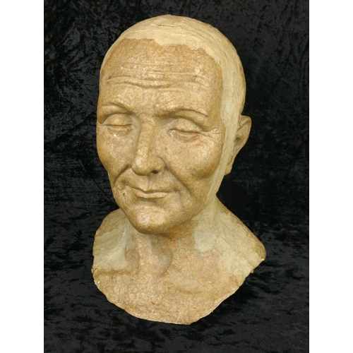 57 - Life-like papier mache bust of a mature gent. Approx H32cm.
