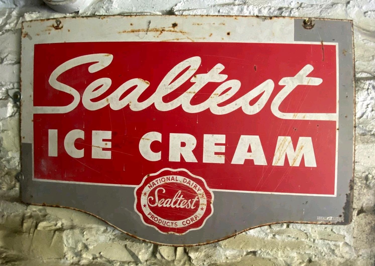 Vintage Sealtest Ice Cream metal advertising sign, approximately 68cm x ...