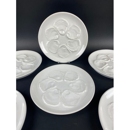 405 - OYSTER PLATES, a set of six, French St. Amand Faience, circa 1960's, 24cm diam. (6)