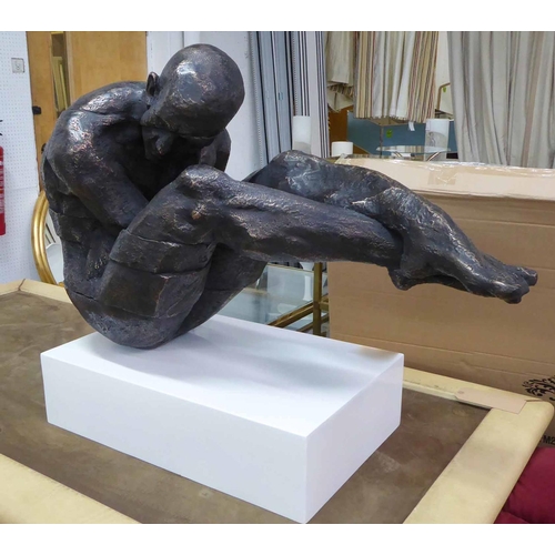 128 - CONTEMPORARY SCHOOL, 'The gymnast' on stand, 73cm H.