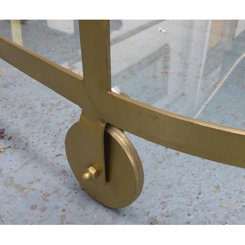130 - COCKTAIL TROLLEY, mid century Italian style, gilt metal and glass, 80cm x 45cm x 80cm.